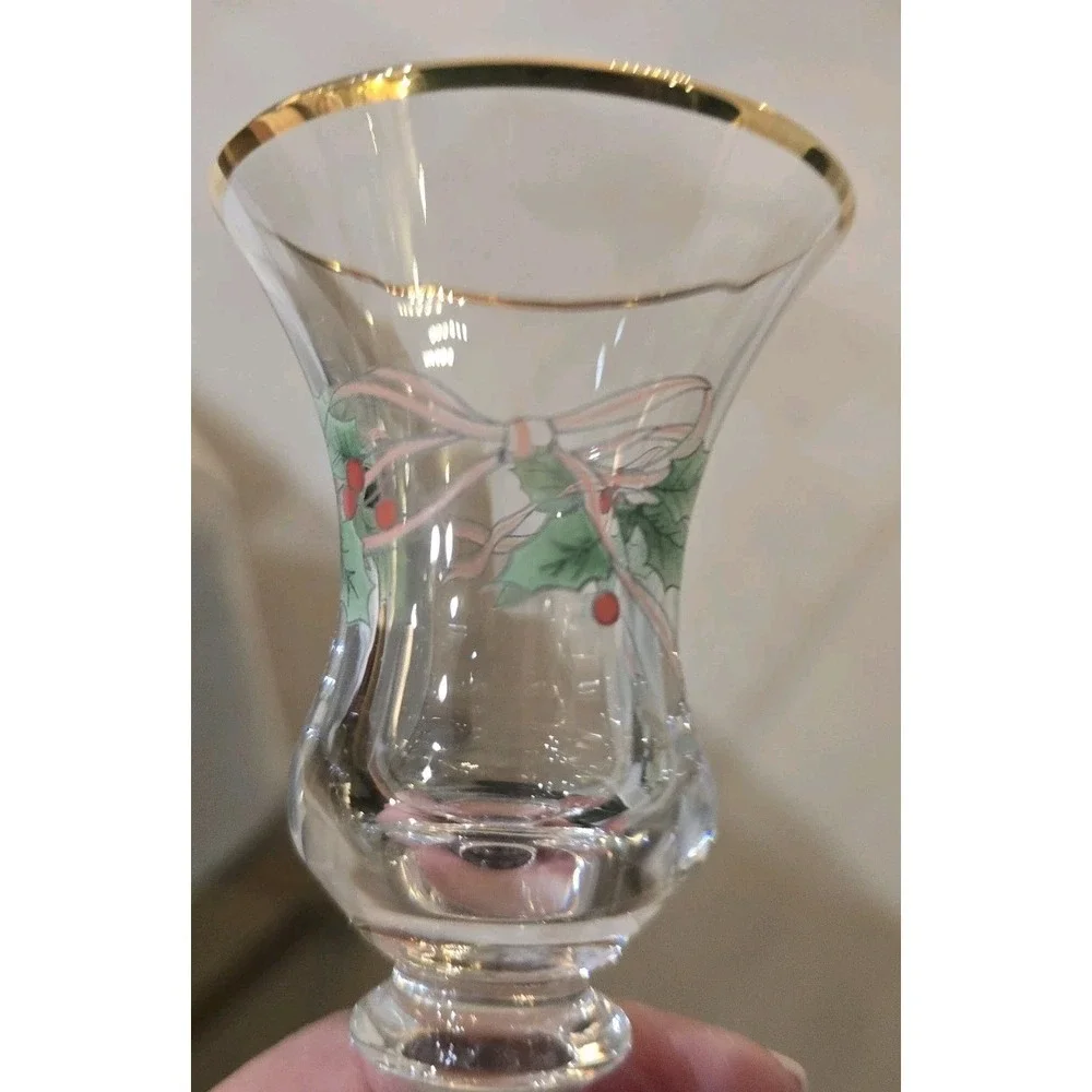 VTG Set 2 MIKASA Christmas Holly Ribbon Single Light Candlesticks‎ Cottagecore